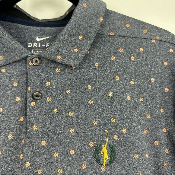 NIKE Dri-fit Men’s Vapor Flower Print Short Sleeve Golf Polo Obsidian Sz L - Picture 2 of 9